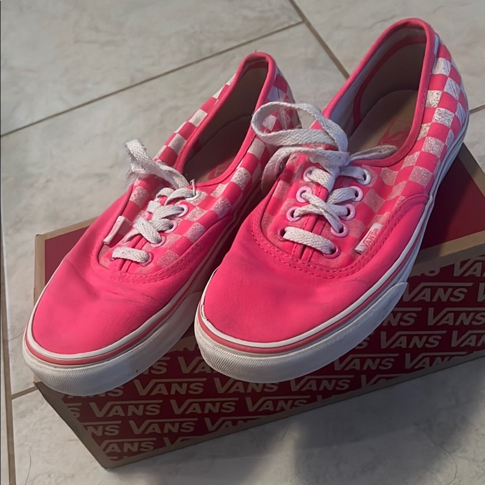 Vans Pink and White Canvas Sneakers